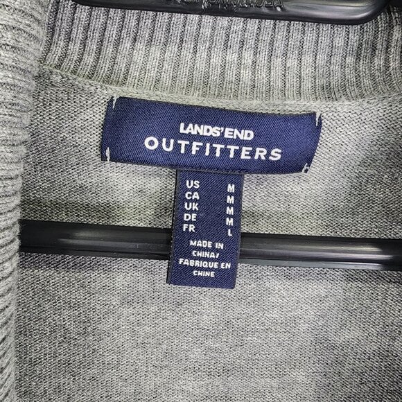 Womens Gray Lands End Outfitters Cardigan Sweater Long Sleeve OBHC Logo Size M - Picture 4 of 10